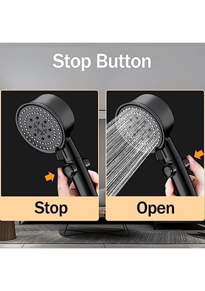 Elde Taşınabilir Duş Başlığı, Yüksek Basınçlı 6 Püskürtme Modu Duş Başlığı, Açma/kapama Duraklatma Anahtarlı, Çıkarılabilir Duş Başlıkları Hortumlu ve Ayarlanabilir Braketli modelleri
