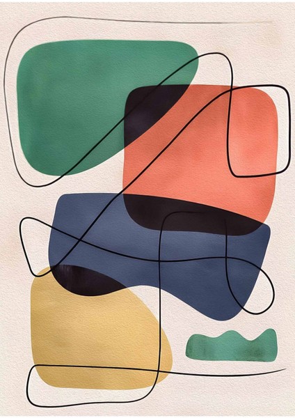 |mavi-Krem-Sarı Desenli Soyut Kombini 01 |çerçeveli Cam Tablo 2li Dikey modelleri