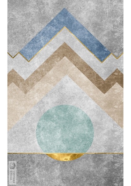 |mavi-Gri-Sarı Desenli Soyut Kombini 01 |çerçeveli Cam Tablo 2li Dikey modelleri