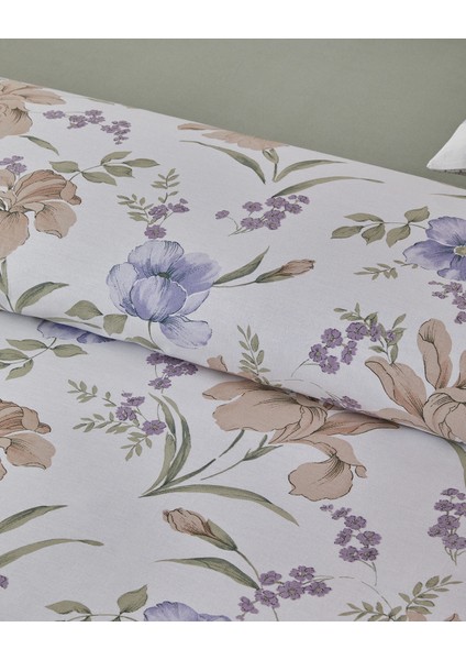 Rustic Blossom Pamuk Tek Kişilik Nevresim Takımı 160X220 cm Lila - Bej