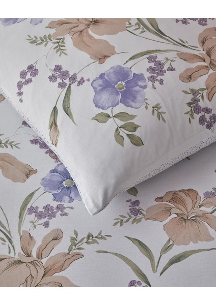 Rustic Blossom Pamuk Tek Kişilik Nevresim Takımı 160X220 cm Lila - Bej