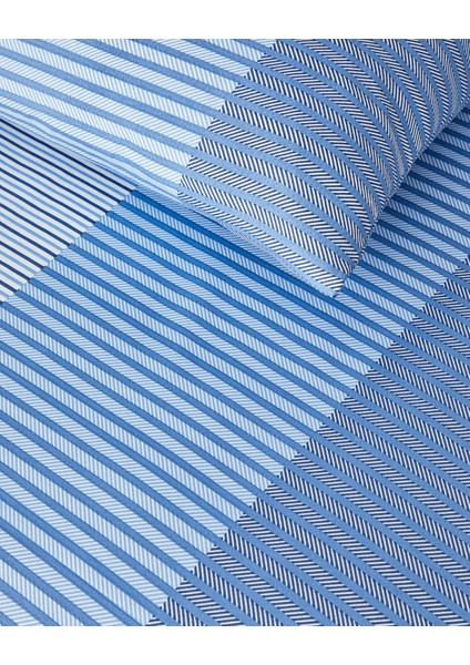 Modern Strip Kolay Ütülenir Çift Kişilik Nevresim Takımı 200 x 220 cm Mavi modelleri