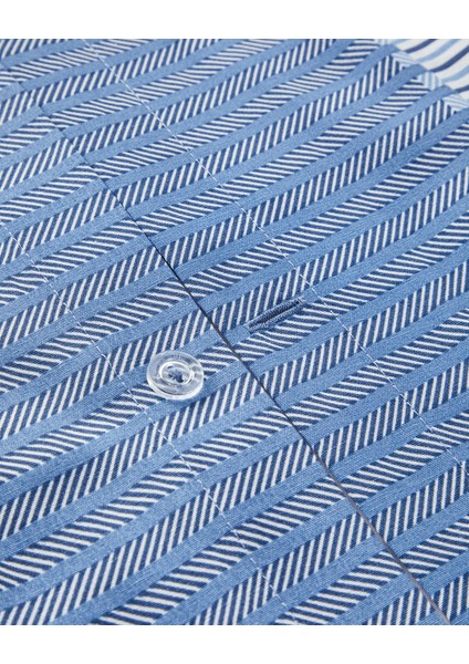 Modern Strip Kolay Ütülenir Çift Kişilik Nevresim Takımı 200 x 220 cm Mavi fırsatları