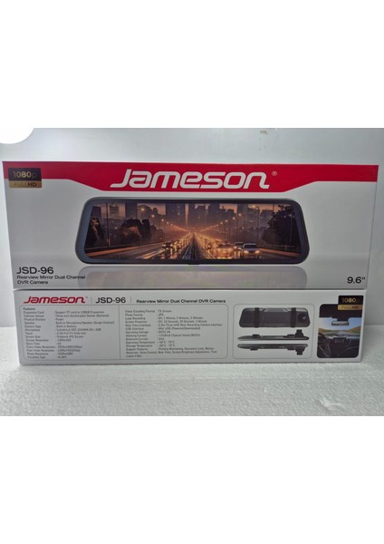 Dikiz Aynası Monitör - Jameson Jsd-96 - Araç Ön Arka Kamera Kayıt , Park Kameralı Full Hd Kameralı Ekran