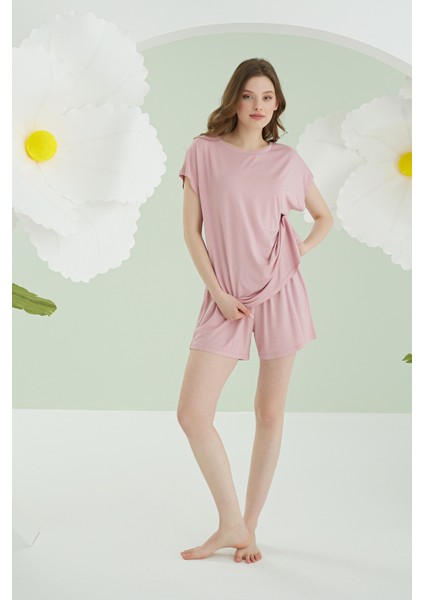 Gül Kurusu Aria Şortlu Pijama Takımı
