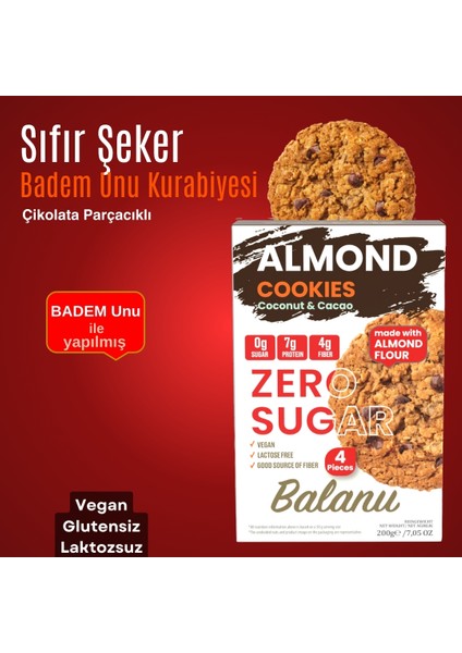 Damla Çikolatalı Şekersiz Badem Unu Kurabiyesi 200 gr