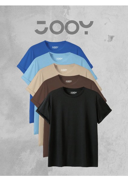 Bisiklet Yaka Rahat Kalıp Oversize Basic 5'li T-Shirt Paketi