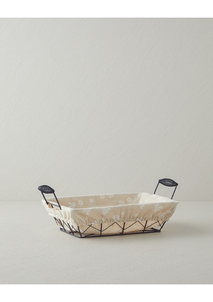 Woven Metal Ekmek Sepeti 26 x 19 x 7,5 cm Krem
