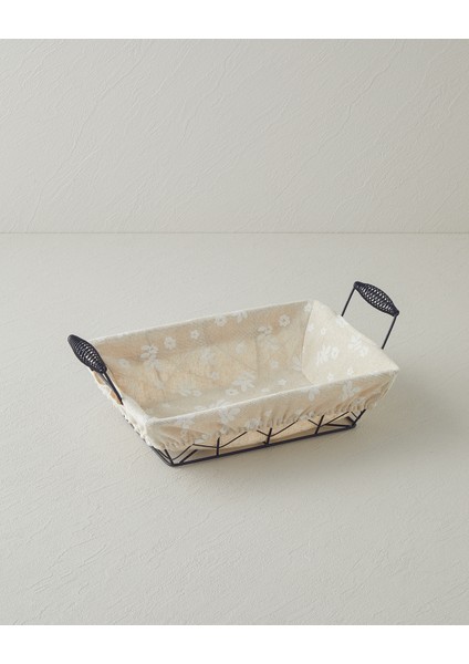 Woven Metal Ekmek Sepeti 26 x 19 x 7,5 cm Krem