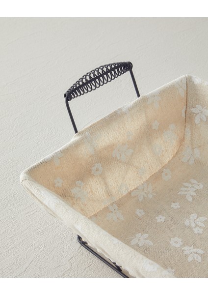 Woven Metal Ekmek Sepeti 26 x 19 x 7,5 cm Krem