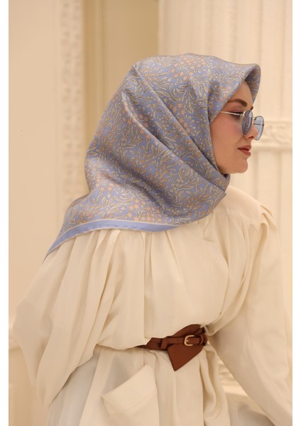 Tivil Ipek Eşarp 11464-55 Mavi Karışık Desen