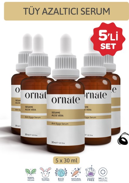 Karınca Yumurtası Yağı Tüy Azaltıcı Nemlendirici Serum 5'li Süper Set 30 ml