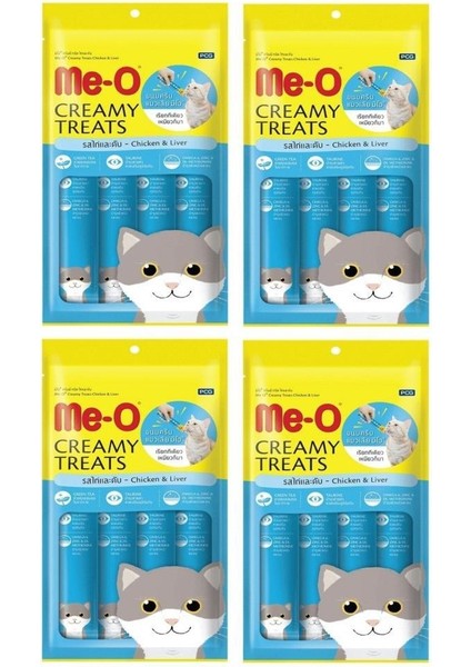 Me-O Creamytreats Tavuklu ve Ciğerli Sıvı Kedi Ödülü Maması 60 gr*4 adet