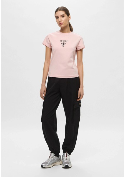 Kadın Pembe Önü Logolu T-Shirt