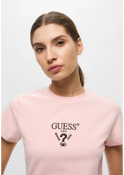 Kadın Pembe Önü Logolu T-Shirt