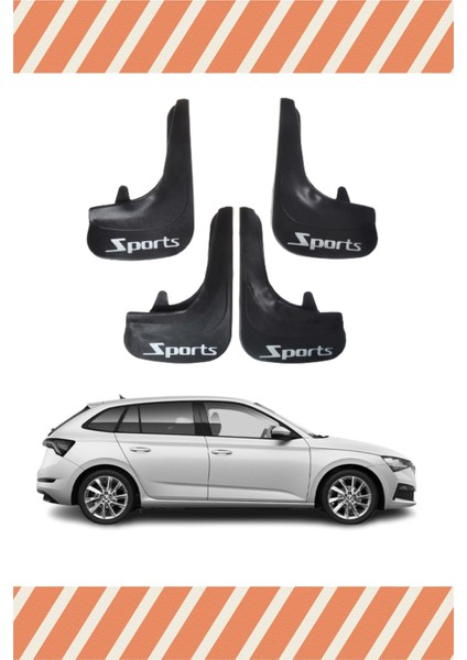 Skoda Scala Sports Yazılı 4'lü Tozluk Çamurluk Paçalık