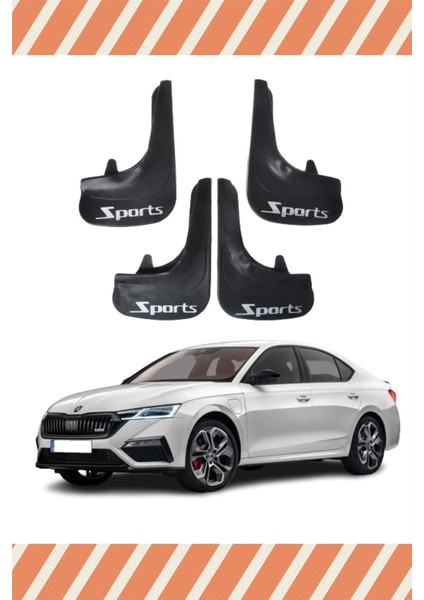 Skoda Octavia Sports Yazılı 4'lü Tozluk Çamurluk Paçalık