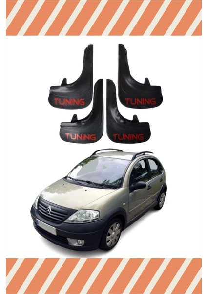 Citroen C3 2002-2010 Tunıng Yazılı 4'lü Tozluk Çamurluk Paçalık