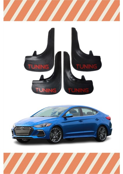 Hyundai Elentra 2016-2021 Tunıng Yazılı 4'lü Tozluk Çamurluk Paçalık