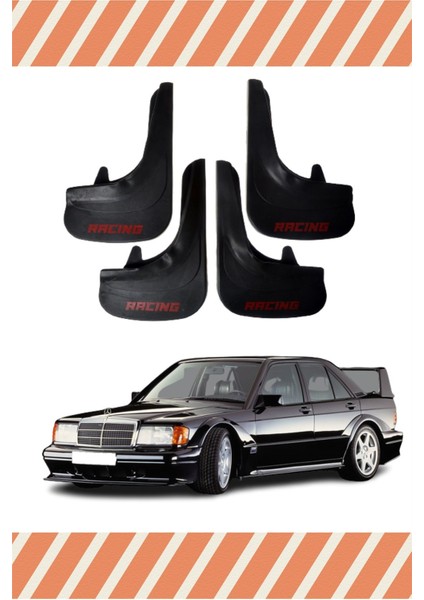 Mercedes 190 E Racing Yazılı 4'lü Tozluk Çamurluk Paçalık