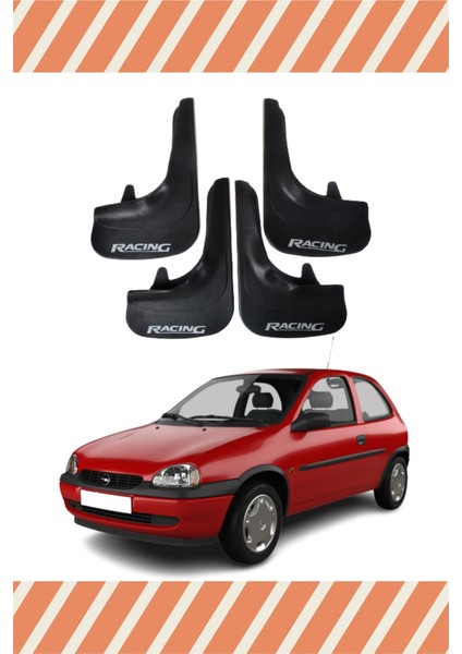 Opel Corsa B 1993-2000 Racing Yazılı 4'lü Tozluk Çamurluk Paçalık