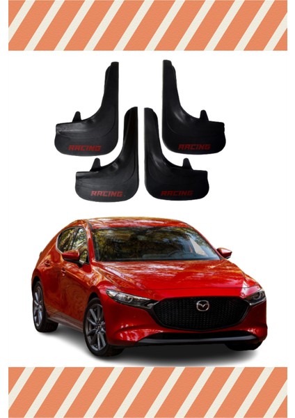 Mazda 3 Racing Yazılı 4'lü Tozluk Çamurluk Paçalık