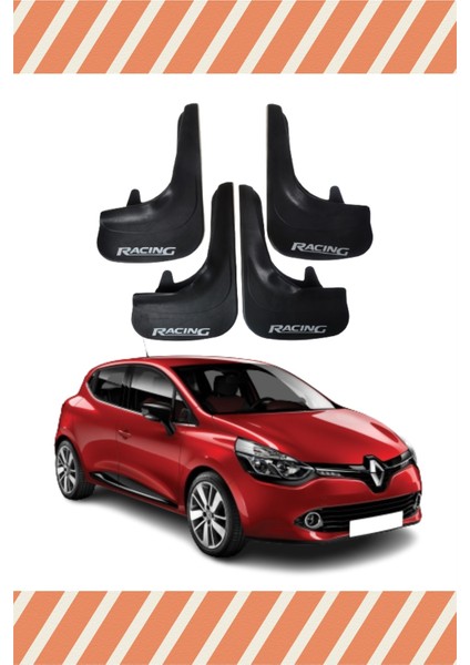 Renault Clio 4 Racing Yazılı 4'lü Tozluk Çamurluk Paçalık