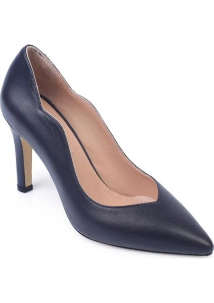 Hakiki Deri Lacivert Stiletto