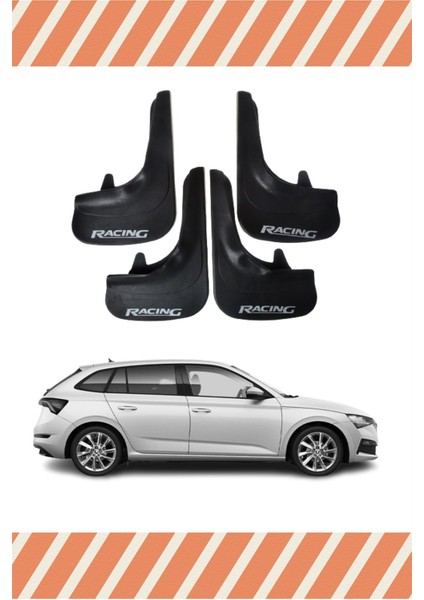 Skoda Scala Racing Yazılı 4'lü Tozluk Çamurluk Paçalık