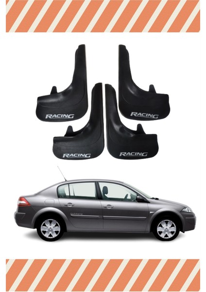 Renault Megane 2 Sd 2004-2010 Racing Yazılı 4'lü Tozluk Çamurluk Paçalık