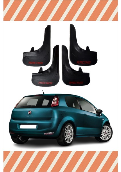 Fiat Punto Racing Yazılı 4'lü Tozluk Çamurluk Paçalık