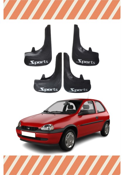 Opel Corsa B 1993-2000 Sports Yazılı 4'lü Tozluk Çamurluk Paçalık