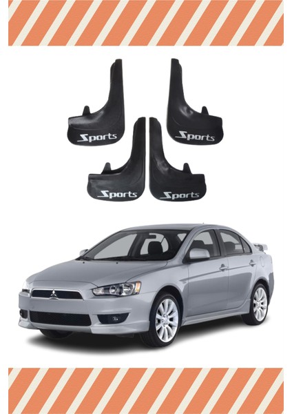 Mitsubishi Lancer Sports Yazılı 4'lü Tozluk Çamurluk Paçalık