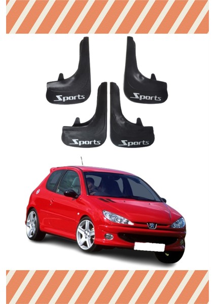 Peugeot 206 Hb Sports Yazılı 4'lü Tozluk Çamurluk Paçalık