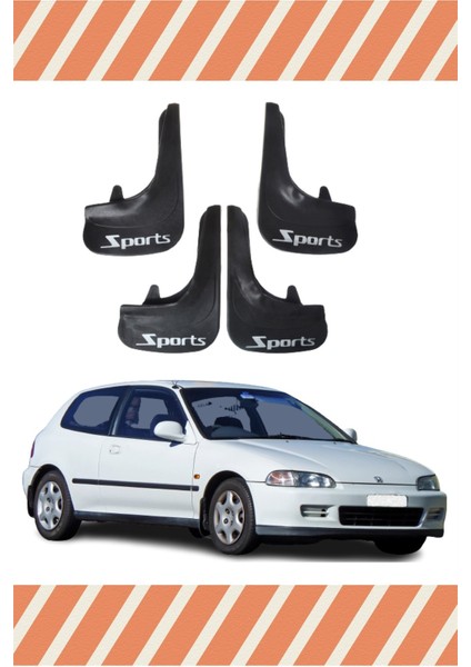 Honda Civic 1992-1995 Sports Yazılı 4'lü Tozluk Çamurluk Paçalık