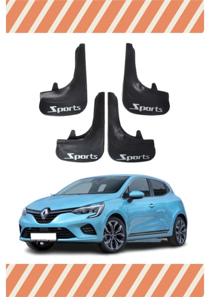 Renault Clio 5 Sports Yazılı 4'lü Tozluk Çamurluk Paçalık