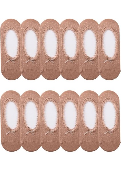 Kadın File 12LI Dantelli Babet Çorap Ten ONL-02508