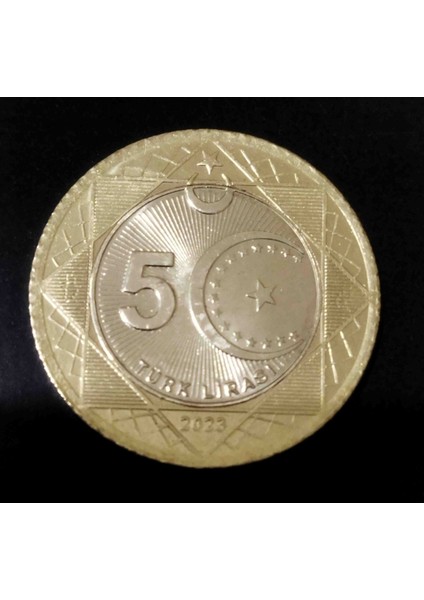 Gerçek Beş Türk Lira Madeni Hatıra Para Cumhuriyet Kuruluş 100. Yıl Özel 1 Adet