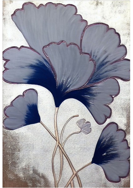 |soft Lacivert-Gold Soyut Çiçek Kombini |temperli Çerçeveli Cam Tablo 2li Dikey modelleri