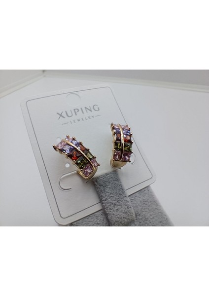 Renkli Taşlı Çelik Kadın Küpe