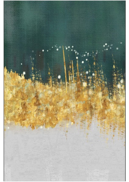 |gold-Yeşil Soyut Desenli Minimal Kombini |temperli Çerçeveli Cam Tablo 2li Dikey modelleri