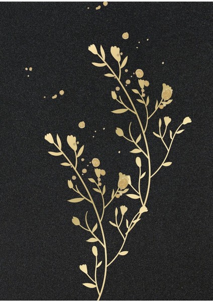 |siyah-Gold-Yeşil Yaprak Dalı Kombini 001 |çerçeveli Cam Tablo 2li Dikey modelleri