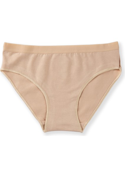 Genç Kız Çocuk Pamuklu Likralı Bikini Kesim Düz Basic Külot 6'lı Paket 5005 Ten Rengi