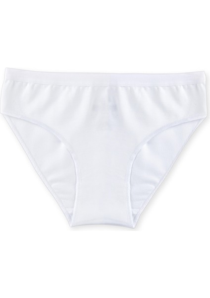 Genç Kız Çocuk Pamuklu Likralı Bikini Kesim Düz Basic Külot 6'lı Paket 5005 Beyaz