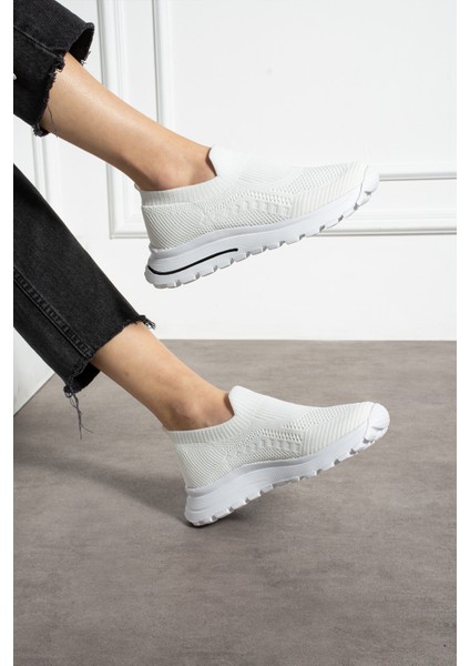 Beyaz Triko Günlük Kadın Sneaker modelleri