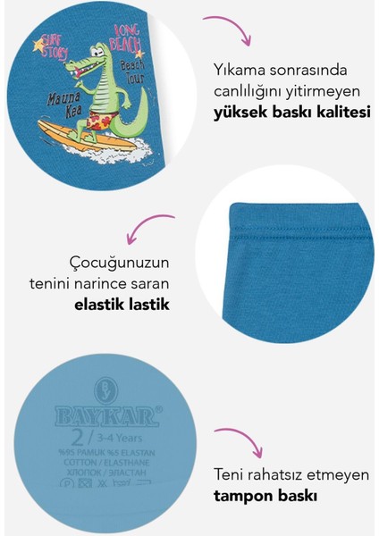 Erkek Çocuk Pamuklu Baskılı Rahat Kesim Likralı Boxer 3'lü Paket 3508 Renkli indirimleri