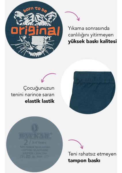 Erkek Çocuk Pamuklu Baskılı Rahat Kesim Likralı Boxer 3'lü Paket 3510 Renkli indirimleri