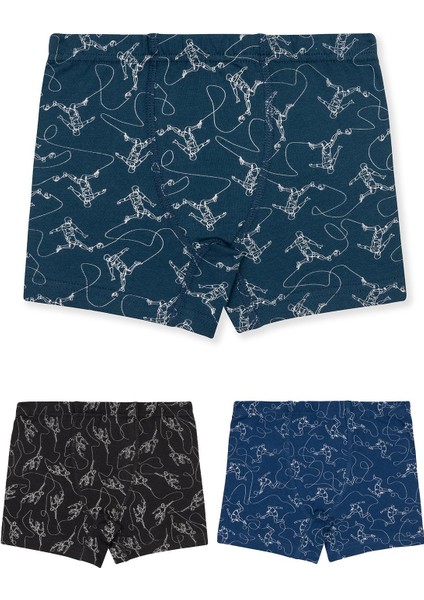 Erkek Çocuk Pamuklu Likralı Baskılı Boxer 3'lü Paket 3518 Renkli