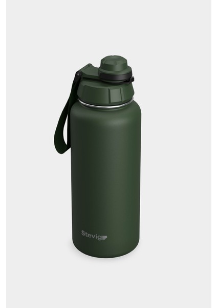 1 Hand Leak-Proof Sızdırmaz Çelik Termos 1000 Ml Green St-215