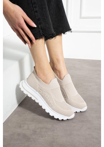 Bej Triko Günlük Kadın Sneaker modelleri